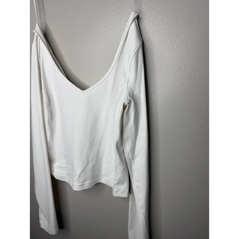 Lululemon White Long Sleeve Open Back Yoga Top | Women’s Athletic Shirt Size 8